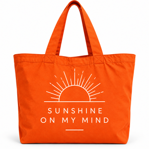 Bolsa de Lona Naranja AMANI Sunshine on My Mind con Estampado Minimalista para Compras de Verano, Bengala Occidental - Product Image 1