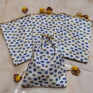 Handmade Evil Eye Potli <b>Bag</b> Fabric Drawstring Party Favor Pouch for Wedding Return Gifts Baby <b>Shower</b> Birthday Celebration - Product Image 6