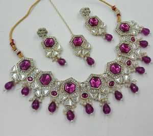 Elegante Juego de Collar y Pendientes de Novia Chapados en Oro de Alta Calidad, Maang Tikka con Circonitas Chapadas en Rodio, Certificado por Terceros - Product Image 5