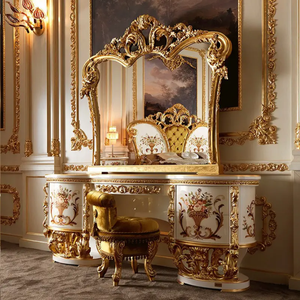 Juego de Dormitorio de Lujo Francés, Estilo Clásico Europeo, en Oro Blanco, de Alta Calidad, Estilo Barroco Real, en Madera de Caoba, Tamaño King, para Villa u Hotel - Product Image 6