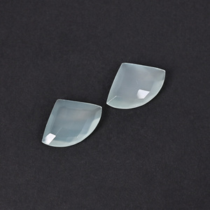 Calcedonia Aqua Natural, Corte Checker de 20x14mm, Forma Elegante, Par Suelto, 16.3 Quilates - Product Image 3