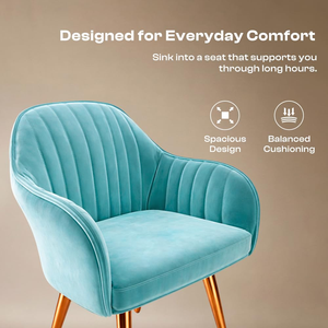 Fauteuil d'appoint haut de gamme en velours avec coussin en peluche, structure en bois et pieds en métal pour salon, chambre, salle à manger, café et restaurant - Product Image 2