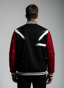 Chaqueta Varsity de Lana Personalizada Premium para Hombre - Parche de Chenilla Negro, Rojo y Blanco - Product Image 5
