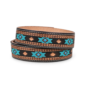 Ceinture de cowboy vintage faite à la main pour hommes, style western, boucle en fer massif embossé, robuste, design amovible, cuir grainé - Product Image 2