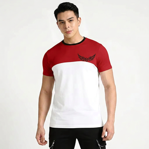 Camiseta de Manga Corta para Hombre, Color Amarillo y Blanco, con Estampado de Logotipo de Ala, Corte Ajustado, Cuello Redondo, Algodón Jersey, Transpirable - Product Image 3