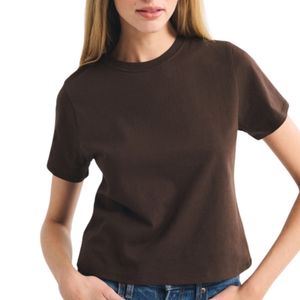 T-shirt court personnalisé pour femme, manches courtes, col rond, en coton, coupe classique, décontracté, pour l'été, imprimé éco-responsable, fournisseur OEM ODM - Product Image 1