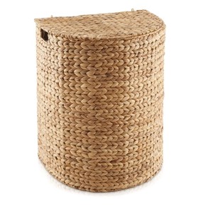 Natural Water Hyacinth Laundry Basket Corner <b>Hamper</b> with Lid Handwoven Straw Toy Clothes Storage Bin Home Organization Bulk - Product Image 2