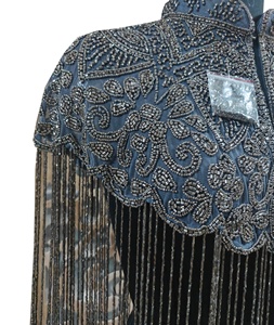 Nouvelle couleur 2026, nouveau design, poncho lourd scintillant sans manches, fait main, brodé, sur mesure, de créateur, pour concert et soirée, avec franges - Product Image 2
