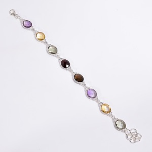 925 sterling silver <b>Amethyst</b> Citrine Garnet gemstone <b>bracelets</b> unique Bezel design Fine custom jewelry manufacturer supplier - Product Image 1