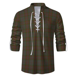 Chemise Kilt Jacobite Traditionnelle Écossaise pour Homme - Chemise à Carreaux Tartan Gris Personnalisée à Manches Longues avec Lacets Qualité Supérieure - Product Image 2