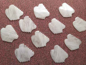 หินโมราหยกสีขาวทำมือคริสตัลกัวซาใช้สำหรับนวดผิวหน้าอัญมณีธรรมชาติ - Product Image 6