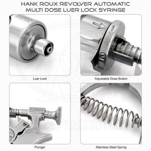 30ml Hank Roux Revolver Syringe Lure Lock Hub Brass Metal Body Glass Barrel Multi Dose 1 to 5 ml Veterinary Automatic Syringe - Product Image 5
