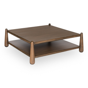 Table basse en bois léger de style mid-century modern avec étagère de rangement, meubles de salon - Product Image 3