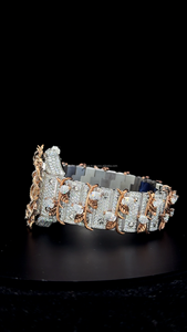 นาฬิกาแฟชั่นหรูหราสั่งทำพิเศษ ขนาด 41 มม. ประดับเพชรโมอิสซาไนต์ VVS ระบบจักรกลอัตโนมัติเต็มรูปแบบ สีโรสไวท์ทูโทน ดีไซน์ลายหนาม - Product Image 5