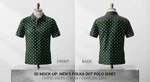 เสื้อโปโลชายสีเขียวลายจุด แขนสั้น ผ้าฝ้ายถัก ดีไซน์ลำลอง ระบายอากาศได้ดี - Product Image 1