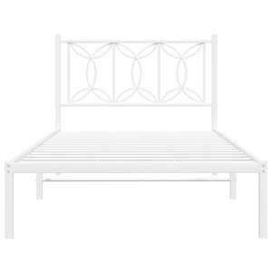 Cadre de lit simple moderne en acier blanc, 39,4 x 78,7 pouces - Product Image 4