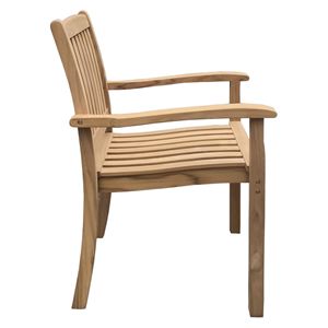 Fauteuil d'extérieur moderne empilable en teck massif, résistant à l'eau, pour restaurant et jardin - Product Image 3