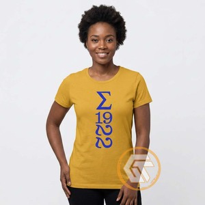 T-shirt sur mesure pour femmes de la sororité Sigma Gamma Rho, 100 % coton jersey, été, écologique, anti-plis - Product Image 2