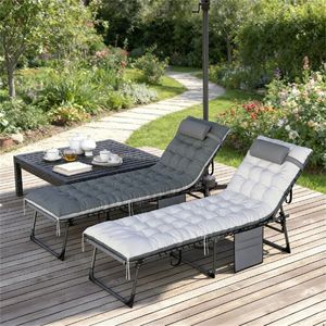 Sdraio Pieghevole Grigia per Cortile e Uso Esterno - Lettino Prendisole - Product Image 1