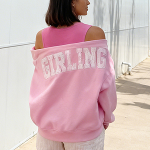 Sudadera con Capucha y Pantalones Cortos Personalizados para Mujer, Térmicos, Gruesos, 500 GSM 350 GSM, de Poliéster/Algodón, con Forro Polar, Bordados, Talla Grande - Product Image 1