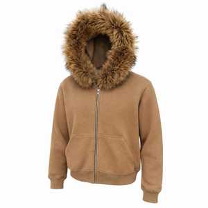 Custom High Quality Eco-Friendly Winter Designer Zip up 100% Cotton French Terry Oversized Acid Wash Faux <b>Fur</b> Zip Hoodie Men - Product Image 6
