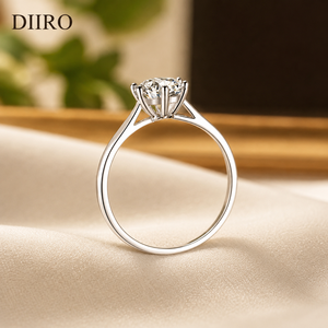 Anillo de Compromiso de Moissanita de Seis Puntas para Mujer, Plata de Ley 925, Anillo de Propuesta con Diamante de Forma Redonda, Anillo de Aniversario - Product Image 6
