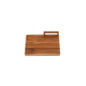 Planche à découper rectangulaire en bois avec poignée et découpes pour servir, idéale pour couper les légumes - Product Image 1