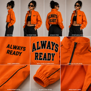 <b>Women</b> Crop Track <b>Jacket</b> Back Chenille Embroidery Long Sleeve French Terry <b>Jacket</b> High Quality Polyester Sports Training <b>Jacket</b> - Product Image 6
