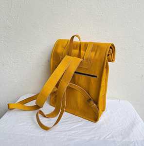 Water-resistant Wind-resistant New Arrival Leather Anti-Theft <b>Roll</b> <b>Top</b> <b>Backpack</b> Factory Direct Premium Style Summer Canvas - Product Image 3