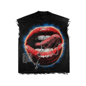 Camisetas con Logotipo Personalizado y Pedrería, Cuello Redondo, Talla Grande, 100% Algodón, Estilo Urbano, Lavado Ácido, Camisetas con Gráficos para Hombre - Product Image 5