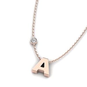 Colgante de Plata 925 con Letra A y Diamante Redondo de Moissanita, Colgante Clásico Unisex de Moda - Product Image 2