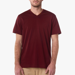 T-shirt homme noir à col en V, manches courtes, coupe classique, couleur unie, tricoté, design uni - Product Image 5