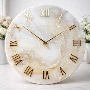 Horloge murale en résine époxy faite à la main, taille personnalisée, fonctionne à piles, design moderne, mariage, salon, décoration intérieure, provenance Inde - Product Image 1