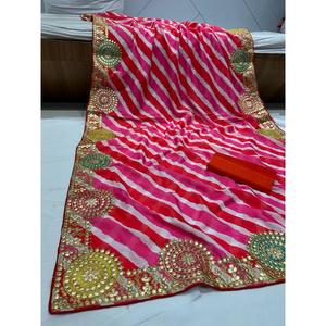 Trabajo de bordado de diseñador Saree Ropa tradicional china con hermosos adornos - Product Image 6