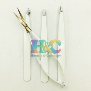 Nuevo Set de Pinzas y Tijeras para Cejas Blancas de Acero Inoxidable, 3 Pinzas y 1 Tijera, Oferta con Logo - Product Image 6