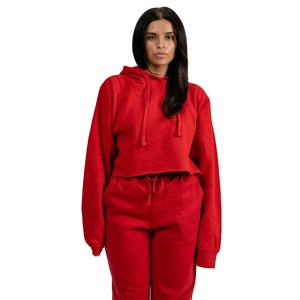 Ensemble de survêtement pour femmes en vente chaude, crop top, survêtement en coton pour femmes, logo personnalisé, survêtement teint uni pour femmes - Product Image 2