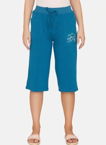 Shorts Bermuda de Punto Azules para Mujer con Bordado, Cintura con Cordón Ajustable, Corte Regular, Cintura Media, 100% Algodón Transpirable - Product Image 3