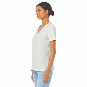 Camiseta de Lona con Cuello en V para Mujer, Transpirable, Colores y Tallas Personalizables, Alta Calidad, Manga Corta, Diseño Liso, Precio al por Mayor - Product Image 3