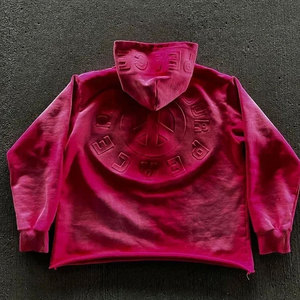 Sudadera Corta Oversize Rosa con Aplique de Letras Blancas en la Parte Delantera, Manga Regular, Felpa, Unisex, para Otoño - Product Image 3