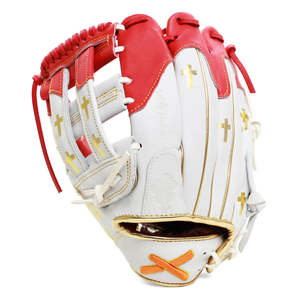 White Red Cotton/Polyester/Spandex Baseball <b>Glove</b> Eco-Friendly <b>Touchscreen</b> & Needle Detection Four Seasons Use Wrist Length - Product Image 3