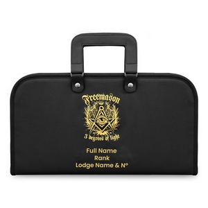 Master Mason Blue Lodge Chain Collar Case Black Custom Embroidered PU Material Zipper Closure Durable Carry Case Personalized - Product Image 1