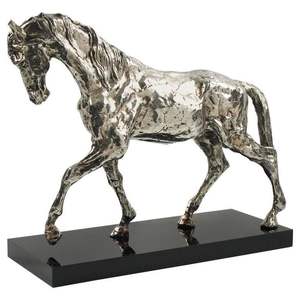 Estatua de caballo de aluminio fundido de primera calidad, elegante figura equina metálica, pieza central decorativa para interiores con estilo. - Product Image 1