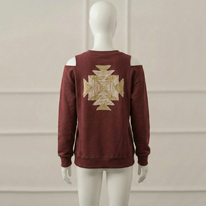 New Design Autumn Winter Plain Women's 100% Cotton Sweatshirts Loose Pullover Oversized Crew Neck Comfortable Customized Front - Product Image 3