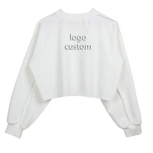 Sweat-shirt court à capuche pour femme, personnalisable avec logo, en coton, col rond, vente en gros - Product Image 5