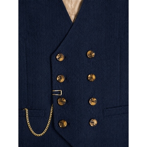 Chaleco de Tweed Cruzado Personalizado para Hombre, Chaleco Premium con Diseño Espigado, Chaleco de Traje Clásico para Bodas y Eventos Formales - Product Image 6