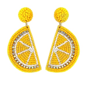 Lemon Yallow Fashion Dangle Earrings Necklace Jewelry <b>Set</b> New Arrival Cross-Border Handmade Glass Seed <b>Beads</b> Gold Trendy - Product Image 1