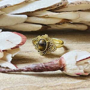 High Demand Tiger Eye Brass <b>Ring</b> Vintage Style Tribal Filigree <b>Statement</b> <b>Ring</b> Handmade Ornate Beaded Jewelry Wholesale <b>Ring</b> - Product Image 5