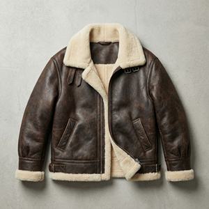 Veste en cuir aviateur en peau de mouton |   Blouson aviateur d'hiver |   Fabricant de vêtements d'extérieur sur mesure avec étiquette privée OEM - Product Image 1