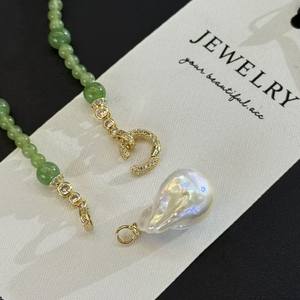 Collar de Perlas de Agua Dulce Naturales de Zhuji, Versátil, de 55 cm de Largo, 6 mm, con Colgante de Jade Azul, Ligero y Resistente - Product Image 2