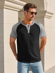 Men's Henley Shirts Raglan Short Sleeve Casual <b>Baseball</b> <b>Tees</b> Summer Classic Color Block Workout T- Shirts - Product Image 5